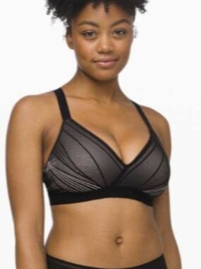 LULULEMON Awake to Lace Yoga Bra — Black with Nude Lining 36DD